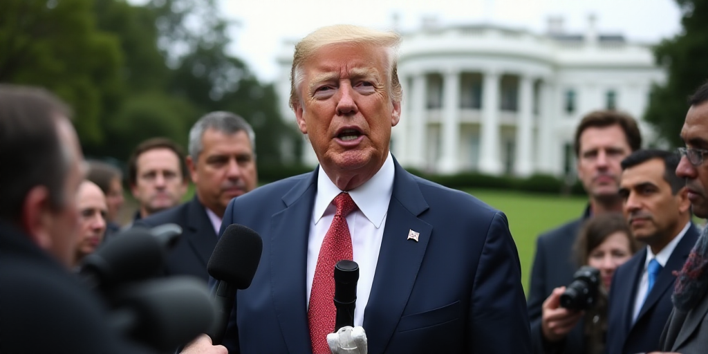 a man in a suit and tie speaking to reporters outside a white house with a microphone in his hand, D