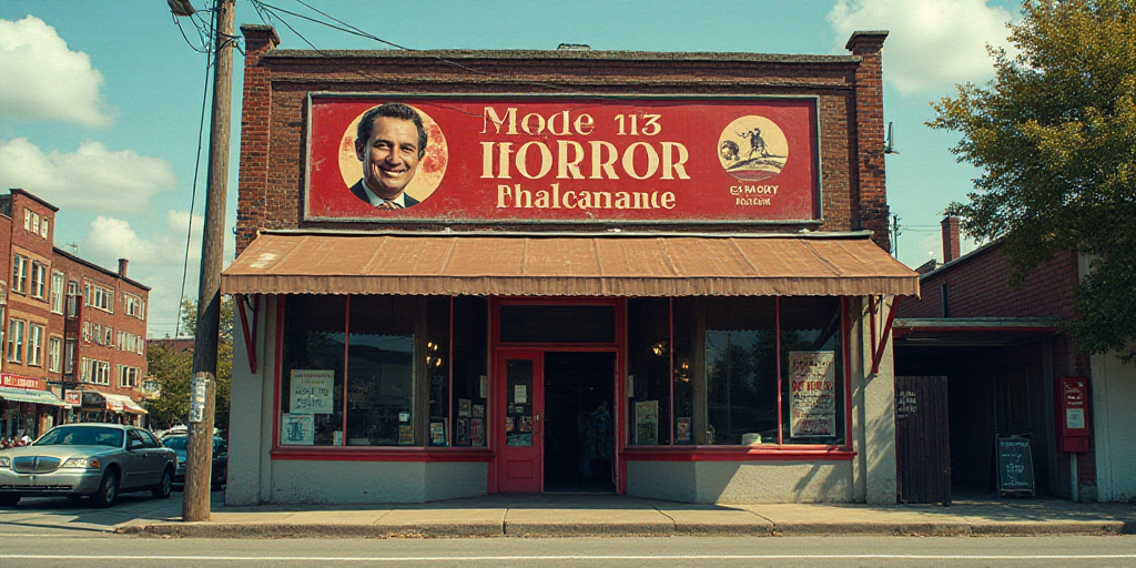 a store front with a large advertisement on the side of it's building that says lacomer, Fay Pomeran