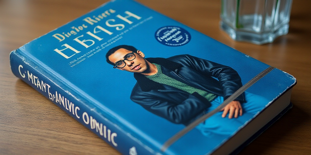 a blue book cover with a photo of a man in glasses and a black jacket on it, and the words, opinion,