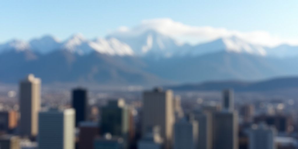 a city with a lot of tall buildings and mountains in the background with snow on the tops of the mou