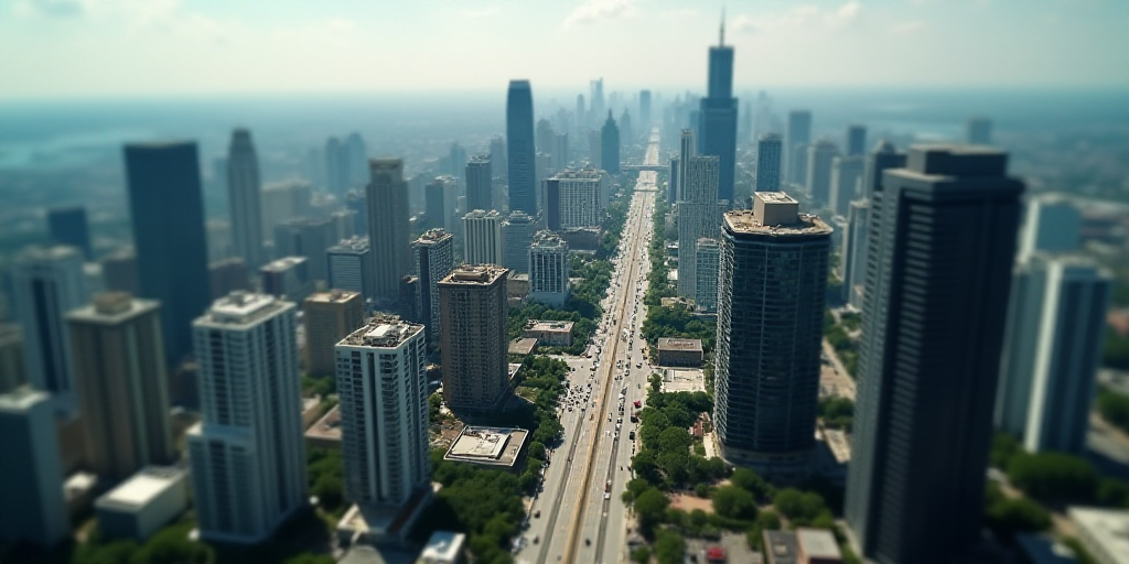 a city with a lot of tall buildings and a lot of traffic on it's sides and a lot of buildings on the