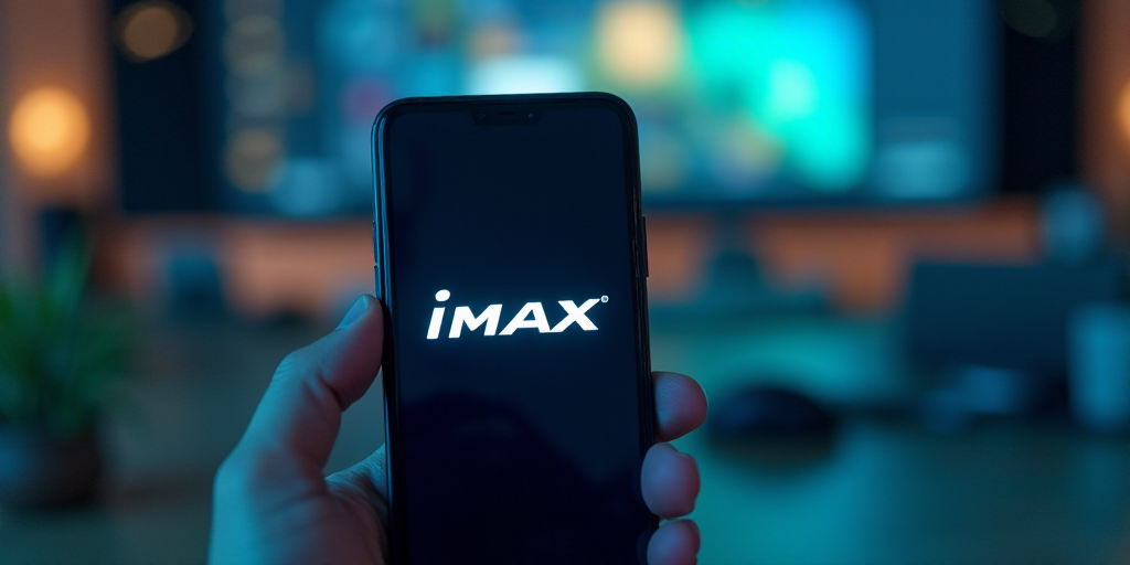 a close up of a cell phone with the logo of a company on it and a blurry background, Carles Delclaux