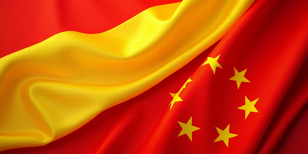 a close up of a flag with a red background and a yellow one with white stars on it and a red one wit