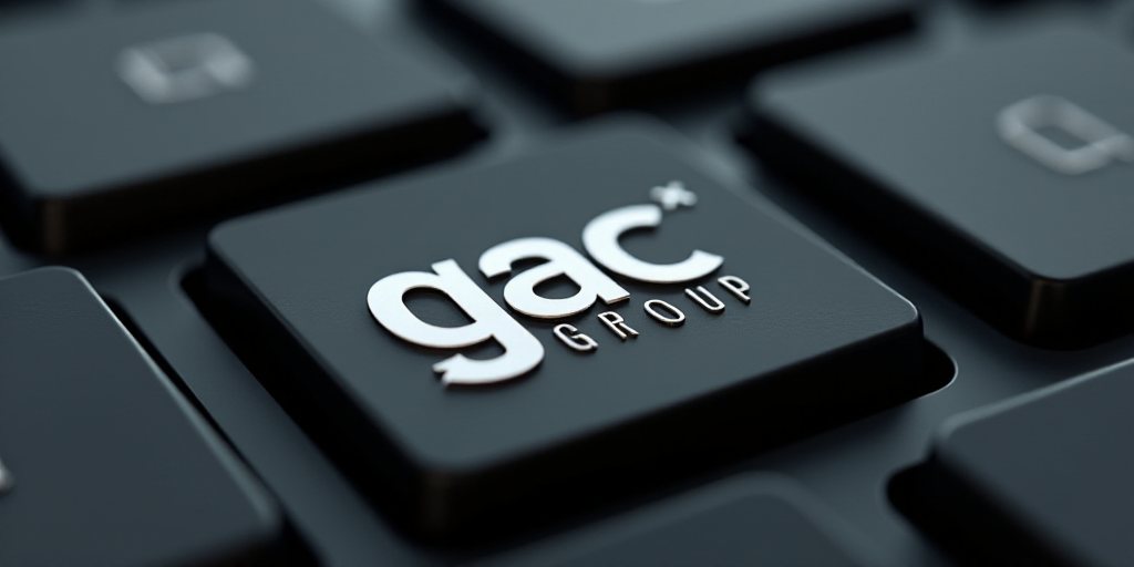 a close up of a logo on a computer keyboard with the word gac group on it's side, Cedric Seaut (Keos
