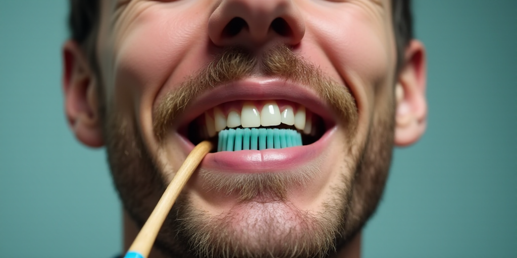 a close up of a person with a tooth brush in his mouth and a toothbrush in his mouth, Donald Roller