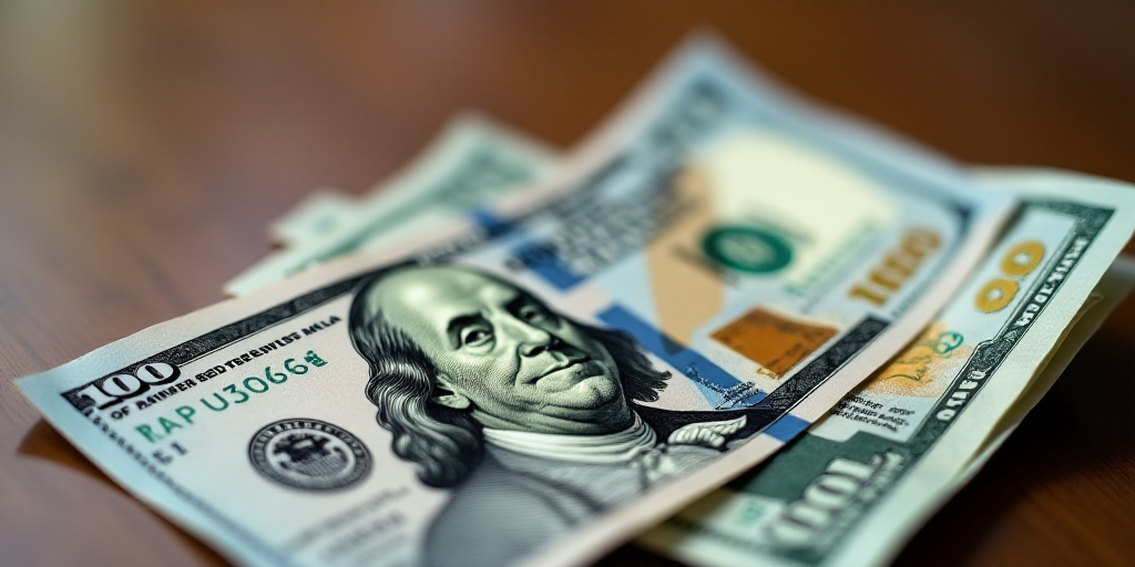 a close up of two different bills on a table with a wooden surface in the background, one of which i