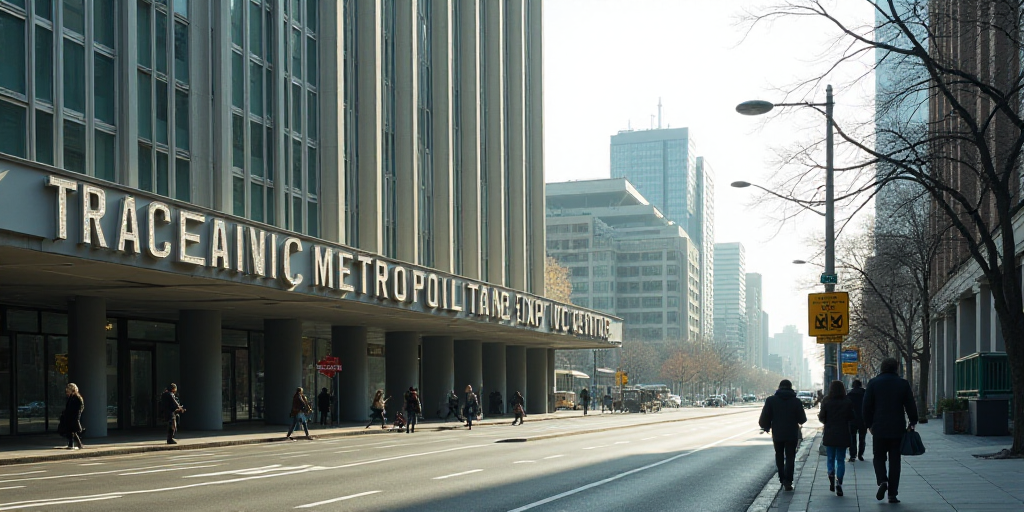 a couple of people walking down a street next to a tall building with a sign on it that says toronto