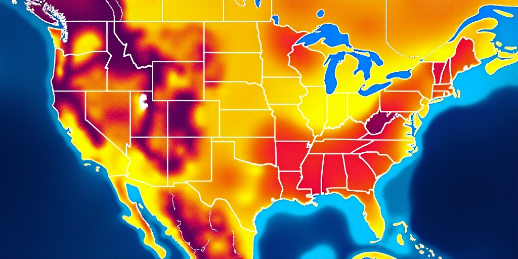 a heat map of the united states showing the temperature of the united states and the temperature of