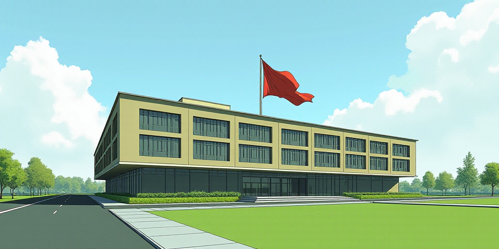 a large building with a flag on top of it and a flagpole on top of it and a flag on top of it, Carlo