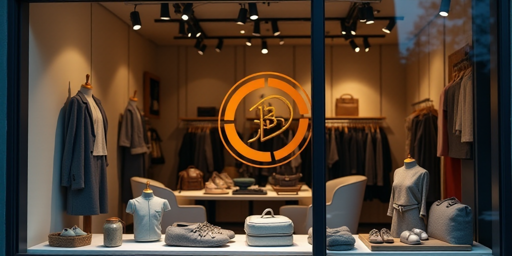 a logo for a company that sells accessories and accessories for sale in the store's storefront windo