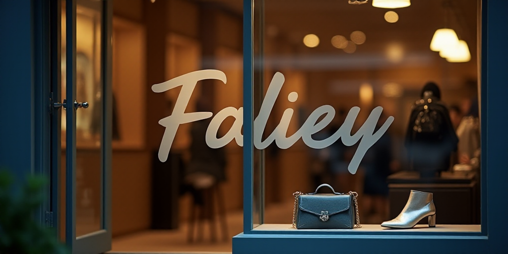 a logo for a company that sells accessories and accessories for sale in the store's storefront windo