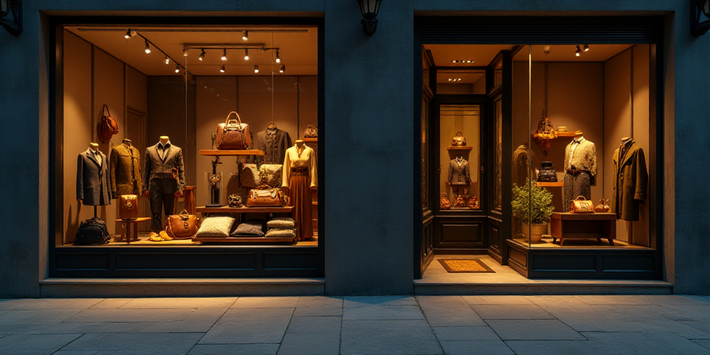 a logo for a company that sells accessories and accessories for sale in the store's storefront windo
