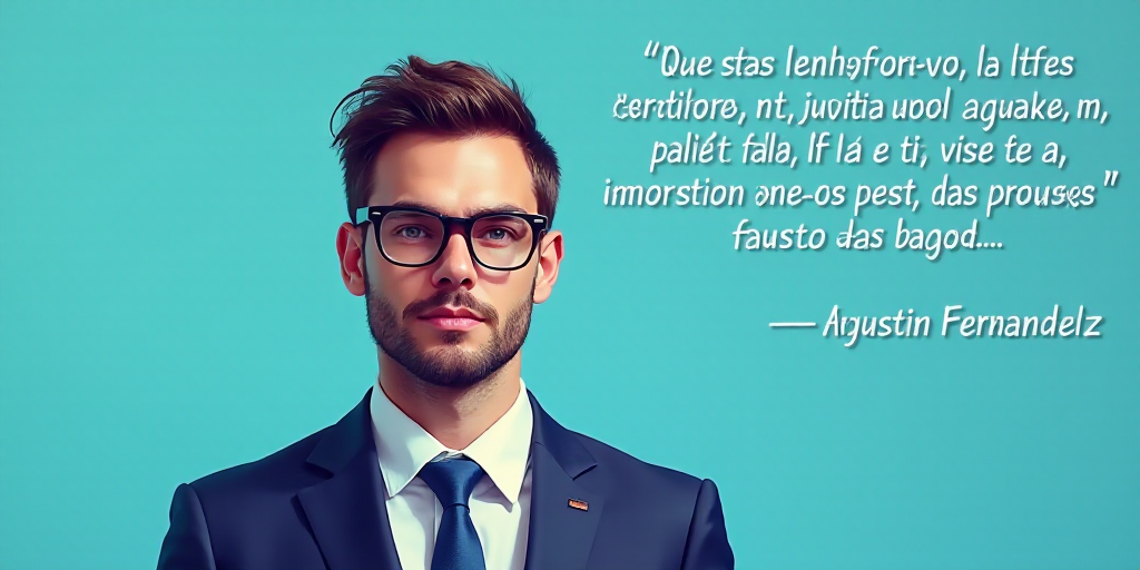 a man in a suit and glasses with a blue background and a quote from the author, fausto prettiin mund