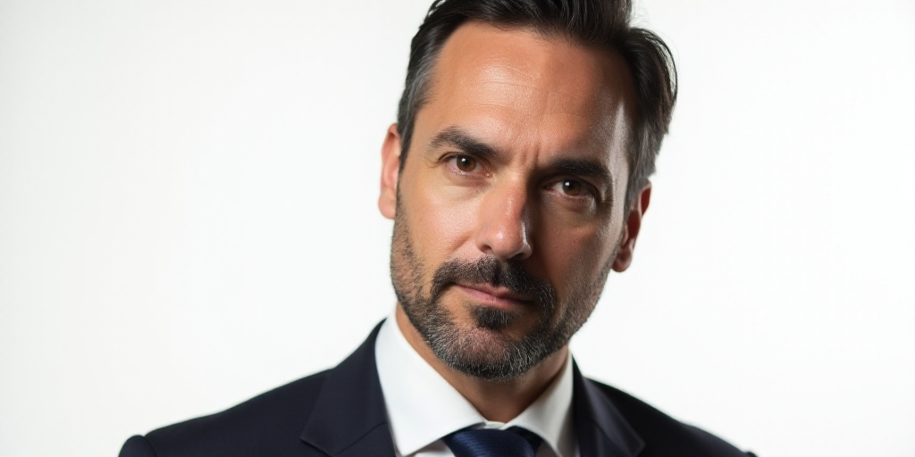 a man in a suit and tie posing for a picture in a studio photo shoot with a white background, Arturo