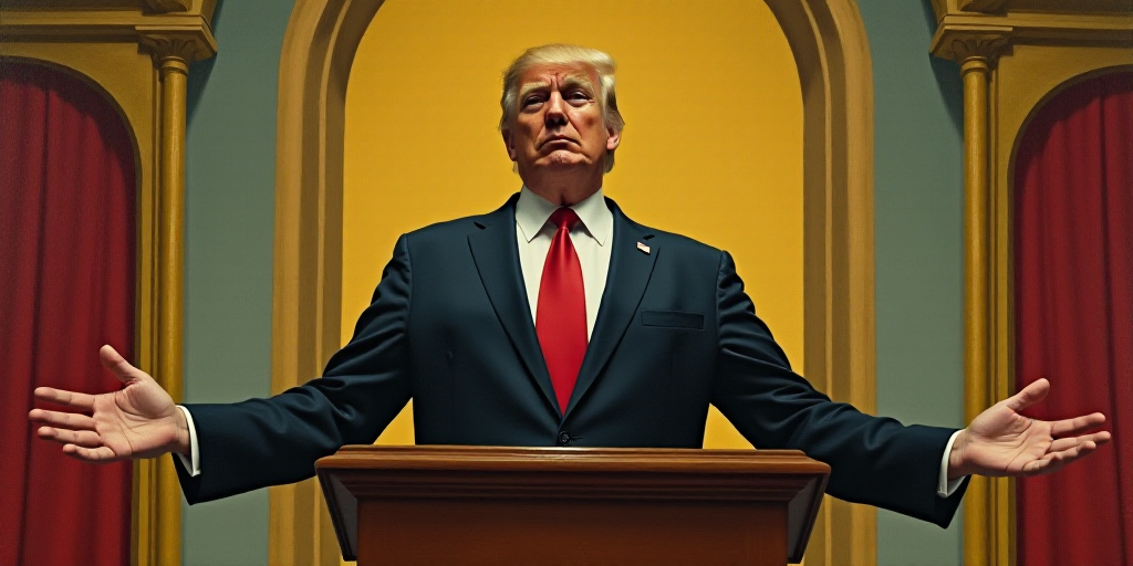 a man in a suit and tie standing at a podium with his arms out and his hands out in front of him, Do