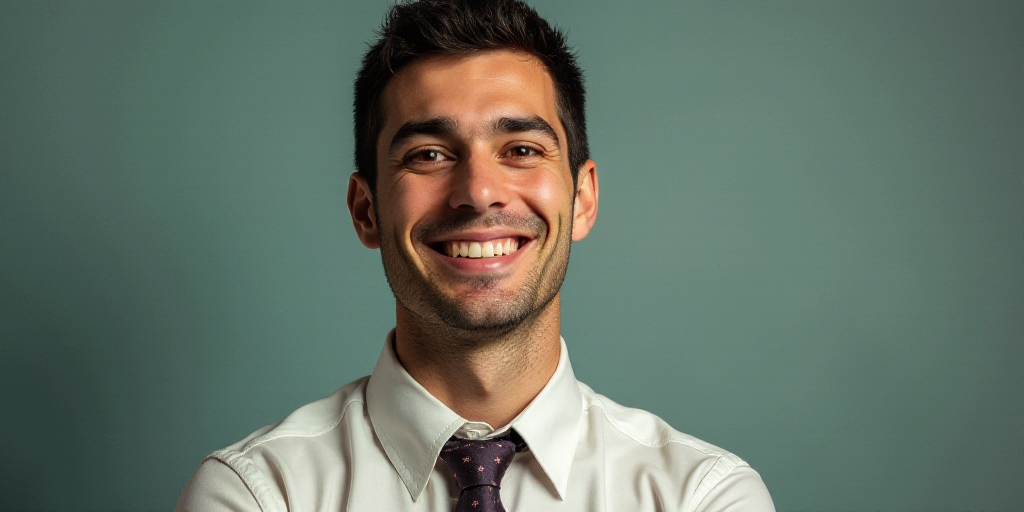 a man in a tie is smiling for the camera with a caption in spanish above him that reads, enrique cam