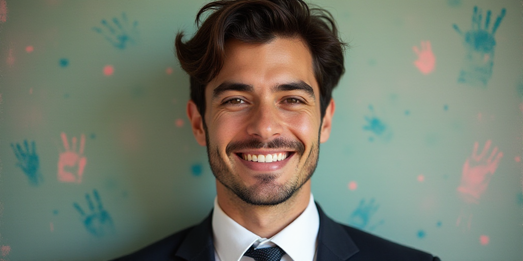 a man in a tie is smiling for the camera with a caption in spanish above him that reads, enrique cam