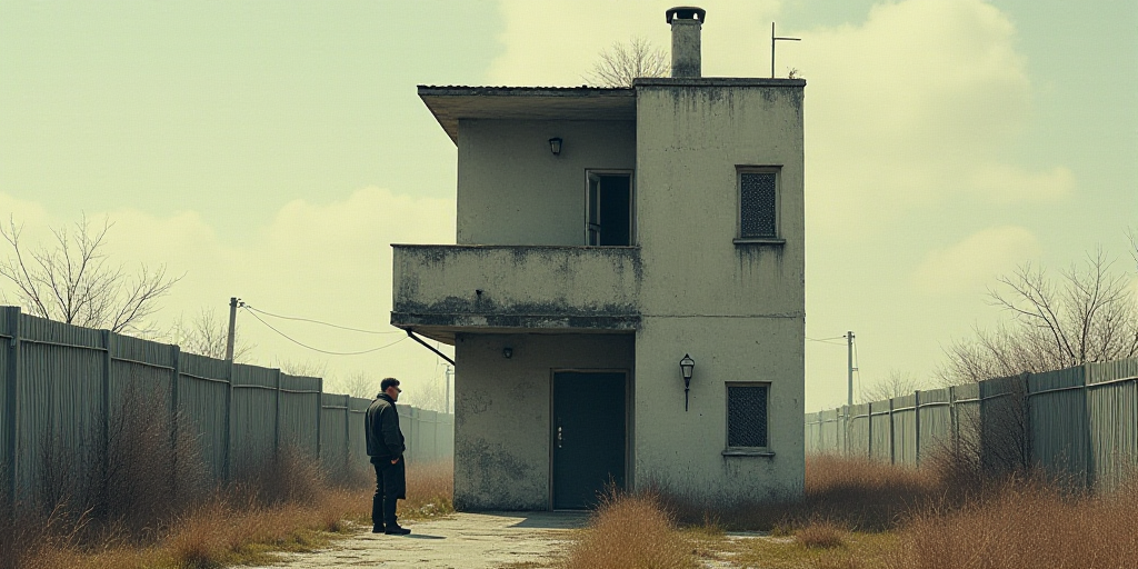 a man standing on a balcony next to a fence and a building with a balcony on top of it, De Hirsh Mar