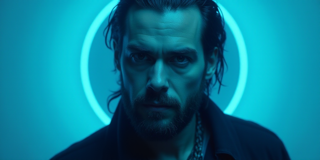 a man with a blue background and a black and white photo of him with a blue circle around him, Edwar