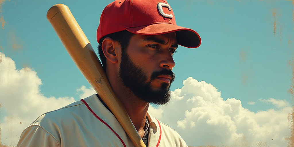 a man with a hat on and a baseball cap on his head and a baseball bat in his hand, Carlos Catasse, f