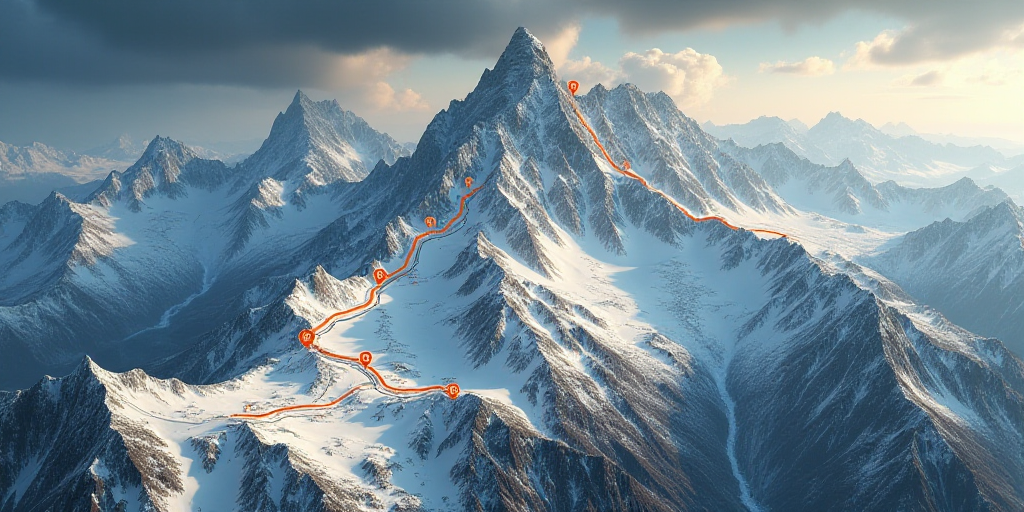 a map of a mountain range with a lot of different routes on it and a few different numbers on the ma