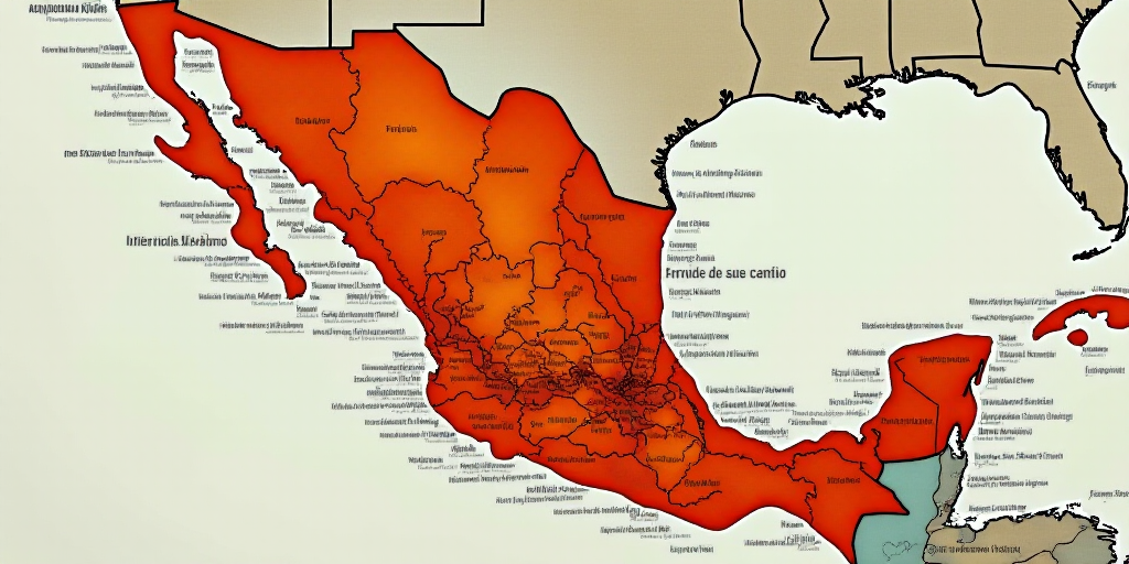a map of mexico with the names of the countries and their respective cities in spanish and english,
