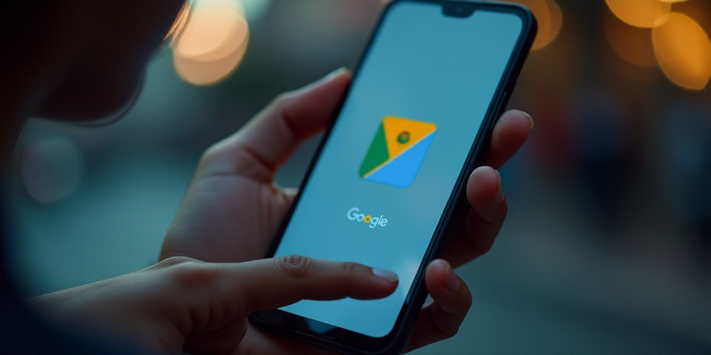 a person holding a cell phone with the google logo on it's screen and a hand touching the screen, Aq