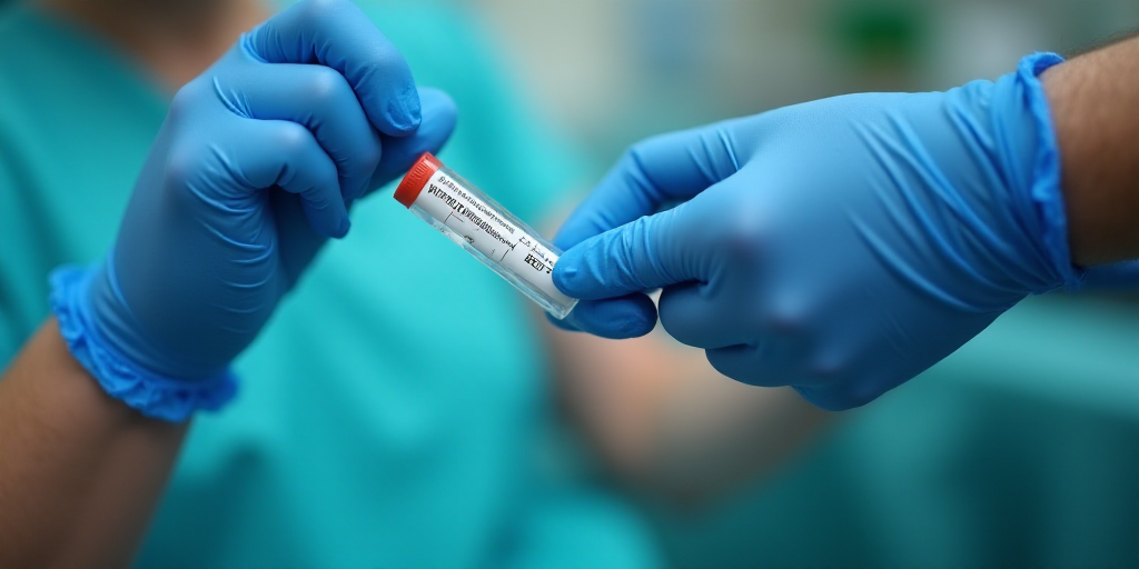 a person in a blue glove is getting a vaccium sample from a person in a blue glove, Eric de Kolb, pr