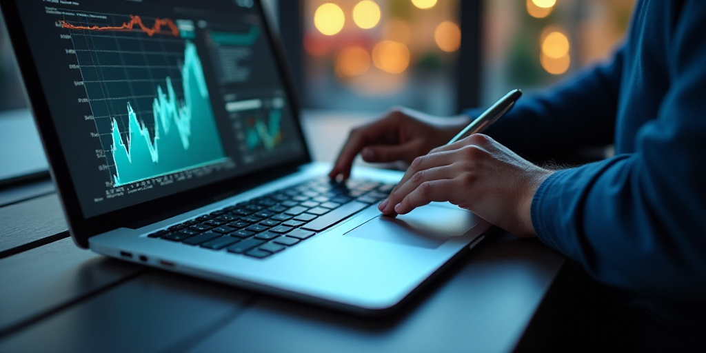 a person is using a laptop and a tablet with a graphic of graphs on it and a person is holding a pen