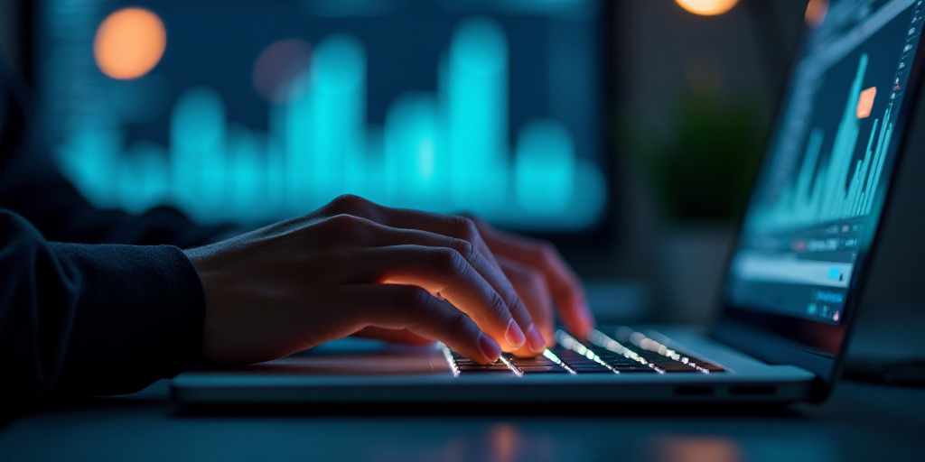 a person typing on a keyboard with a person icon above it and a person on a computer screen in the b