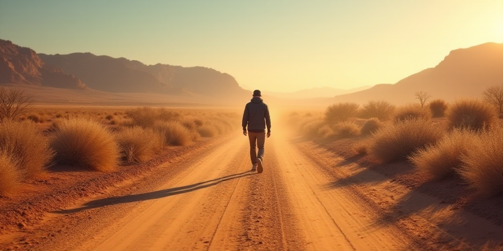 a person walking down a dirt road in the desert with a banner over it that says best website design,