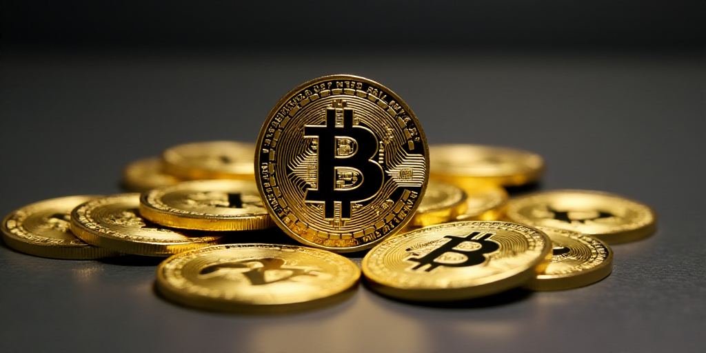 a pile of bitcoins sitting on top of a table next to each other on top of a table, Andries Stock, 16