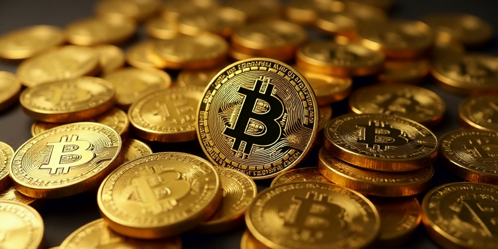 a pile of bitcoins with a bitcoin symbol on them in the middle of the pile, Andries Stock, 16k, a st