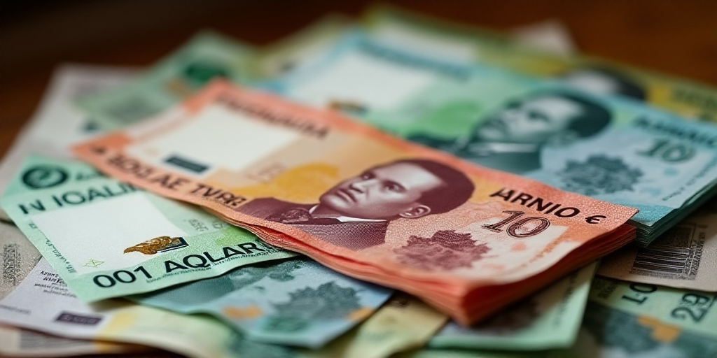 a pile of mexican currency sitting on top of each other on a table top with a lot of money, Aquirax