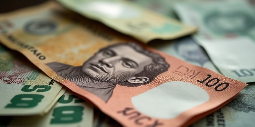 a pile of mexican currency with a lot of money in the background of the image is a pile of mexican c