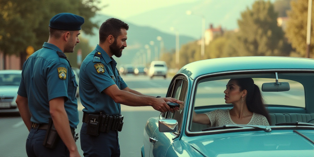a police officer is handing something to a woman in a car while others look on from the side of the