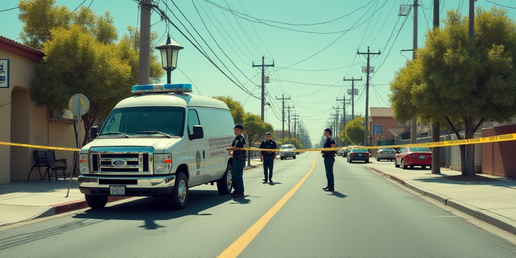 a police van parked next to a police line with a police officer standing next to it and a police off
