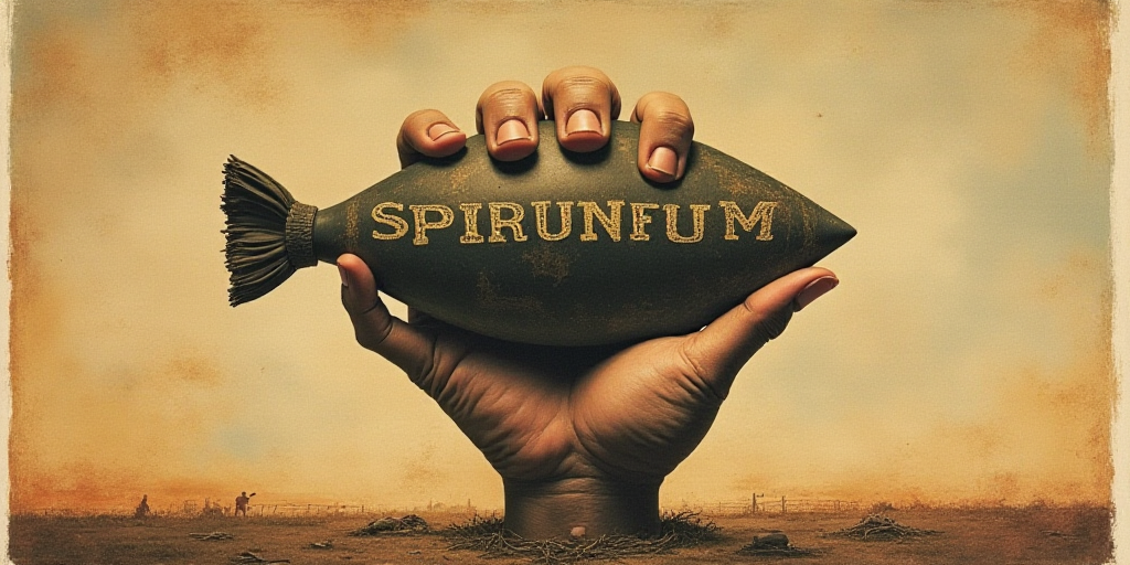 a poster with a hand holding a large object in the middle of it with the words espirtu inconform, Di