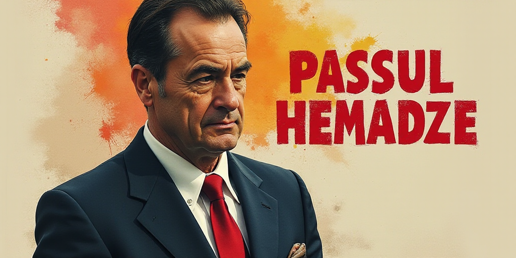 a poster with a picture of a man in a suit and tie on it, and the words,'passul hemadze meragld, Arn