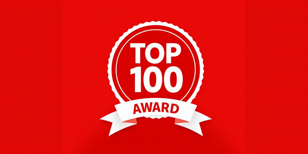 a red and white sign with a red background and a red background with a white banner that says top 10