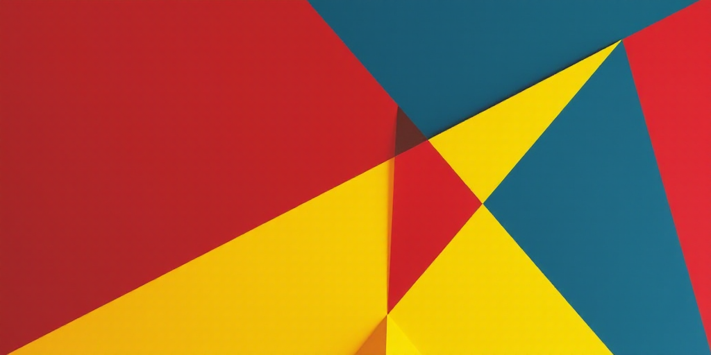 a red and yellow triangle with a red and blue background with a red and yellow triangle with a red a