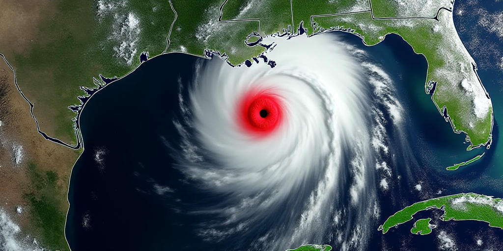 a satellite image of a hurricane in the middle of the atlantic states, with a red circle on the cent