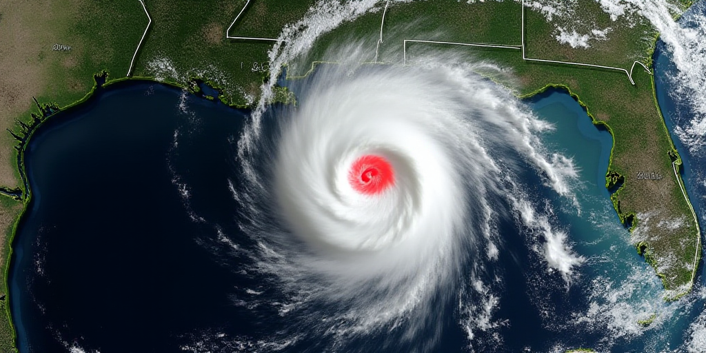 a satellite image of a hurricane in the middle of the atlantic states, with a red circle on the cent