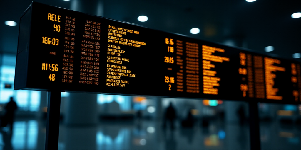 a sign showing the time and times for flights at an airport terminal in the united states of america