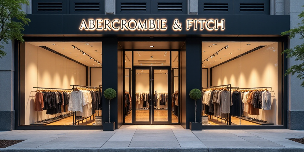 a store front with a large glass door and a sign that says abercrombie & fitch, Christian Hilfgott B