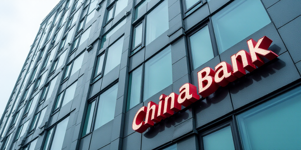 a tall building with a sign on the side of it that says, china bank, in a foreign language, An Gyeon