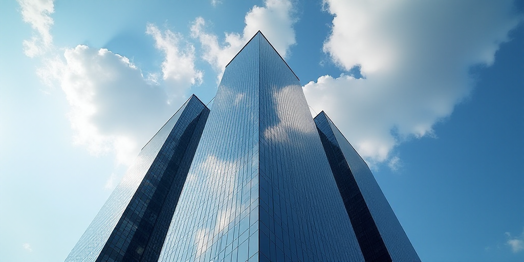 a tall building with a sky scraper in the background and a sky scraper in the foreground, Enguerrand