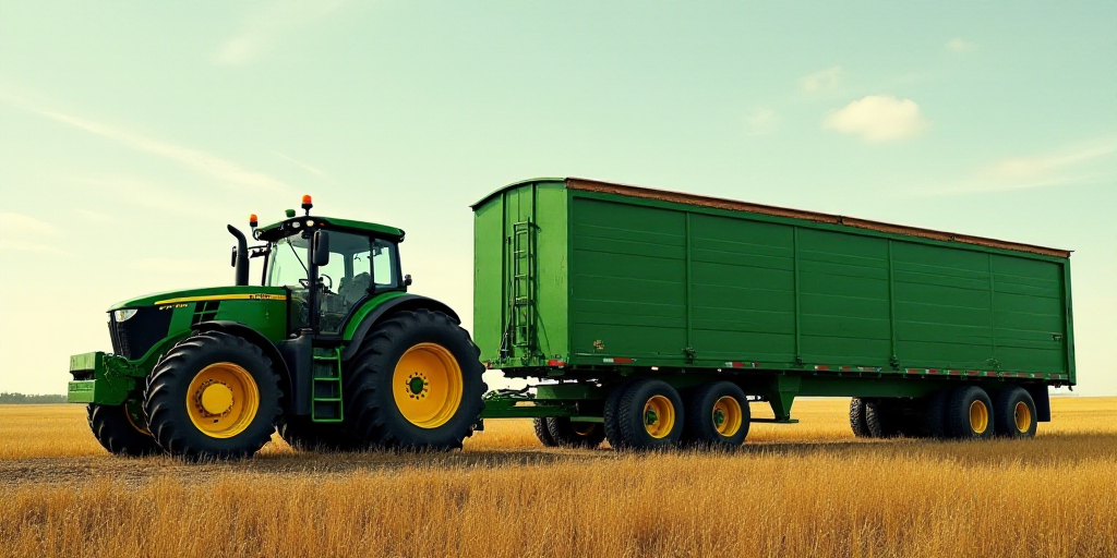 a tractor and a trailer with a green trailer and a green trailer with a green trailer and a green tr