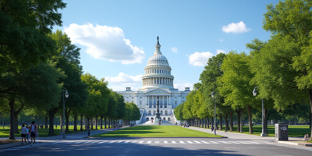 a view of the capitol building from across the street from the capitol building in washington dc, us