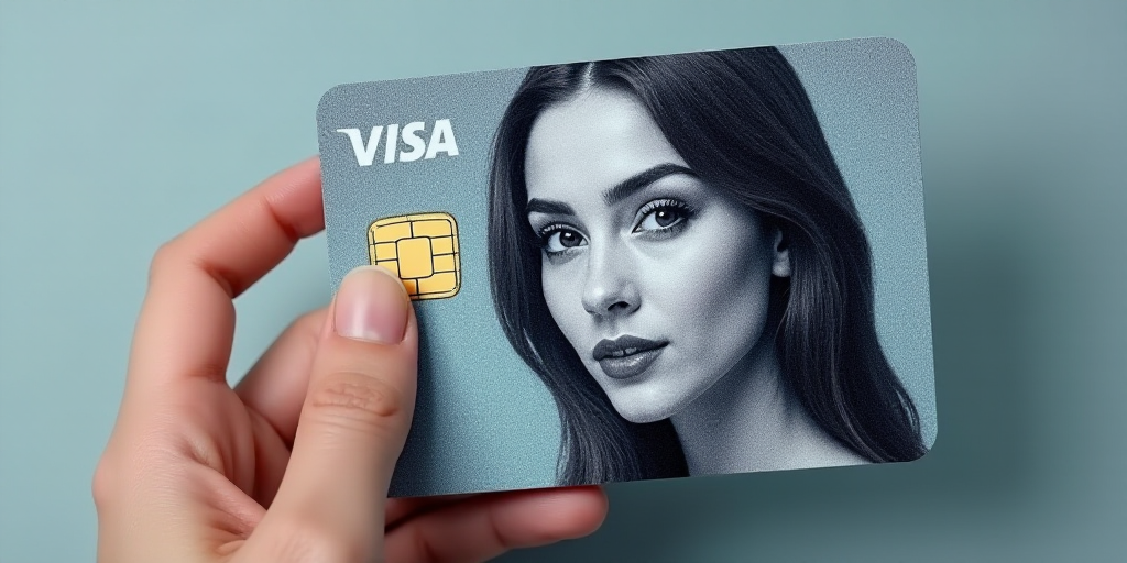 a visa card with a woman's face on it and a visa card with a woman's face on it, Felix-Kelly, turnar